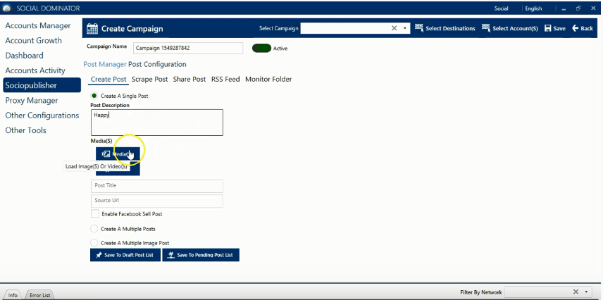 socinator_Create a single post