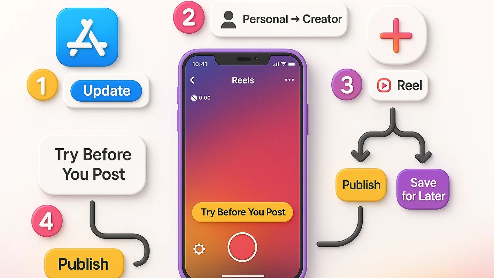 steps by step process trial-reel-steps