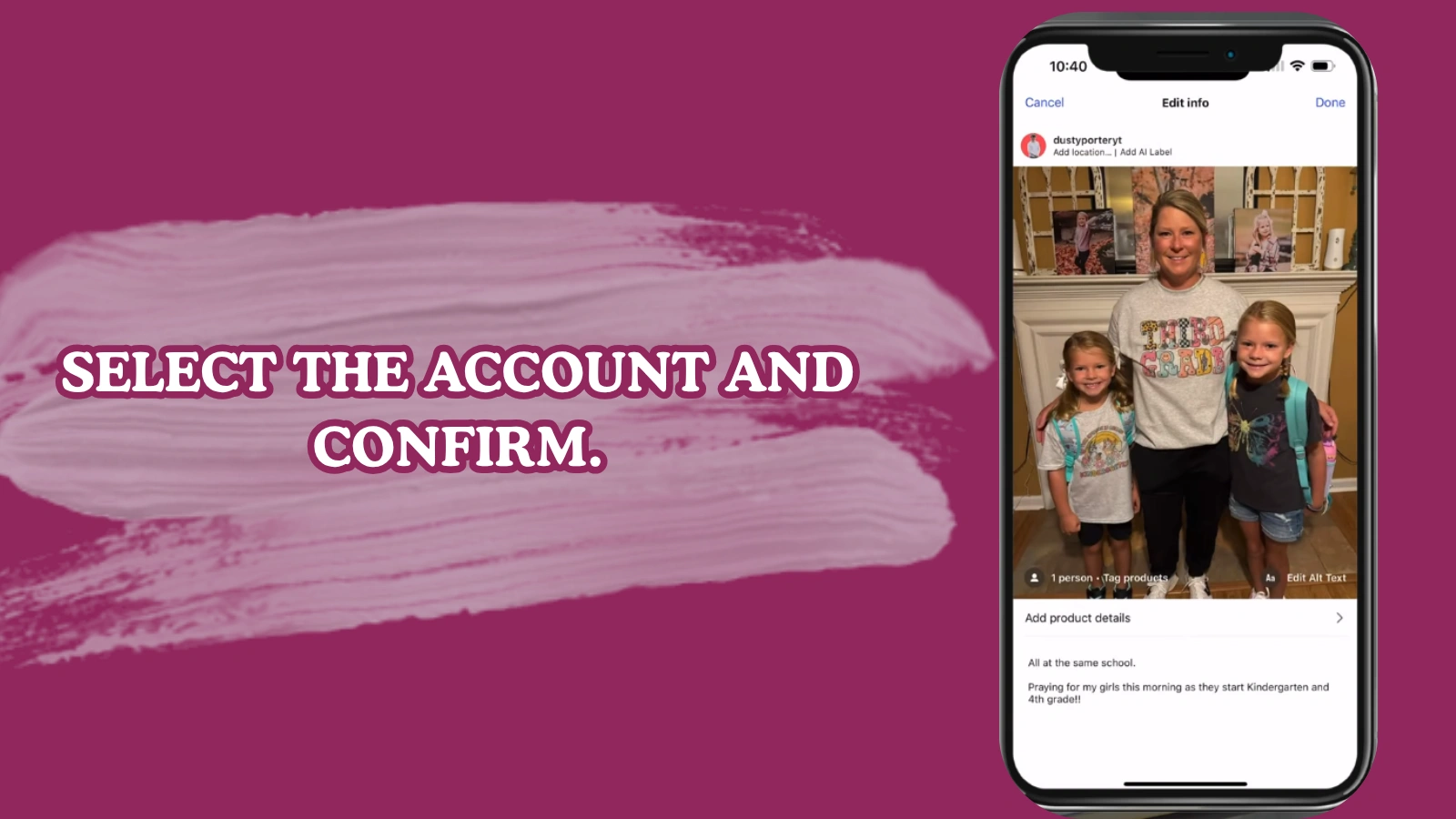 Select the account and confirm. Select-the-account-and-confirm