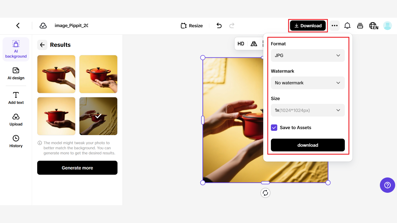 Pippit AI Background Generator Tool